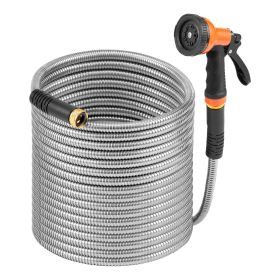 Metal Garden Hose 100 ft, Rust Proof Stainless Steel Water Hose, Heavy Duty Backyard Hose with 10 Function Nozzle, No-Kink & Flexible Water Pipe Metal Garden Hose 100 ft, Rust Proof Stainless Steel Water Hose, Heavy Duty Backyard Hose with 10 Function Nozzle, No-Kink & Flexible Water Pipe