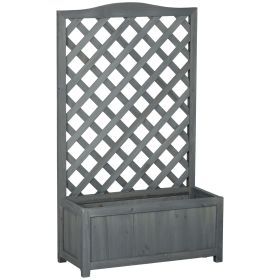 46" Wooden Planter with Trellis, Raised Garden Bed to Grow Vegetables, Herbs, Flowers for Backyard, Patio, Gray 46" Wooden Planter with Trellis, Raised Garden Bed to Grow Vegetables, Herbs, Flowers for Backyard, Patio, Gray