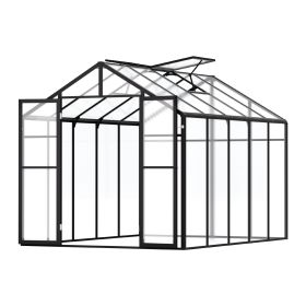 Polycarbonate Greenhouse, 8 x 10 Ft, Outdoor Greenhouse with 2 Vent Windows, Pavilion Styled Greenhouse with Hinged Door Polycarbonate Greenhouse, 8 x 10 Ft, Outdoor Greenhouse with 2 Vent Windows, Pavilion Styled Greenhouse with Hinged Door