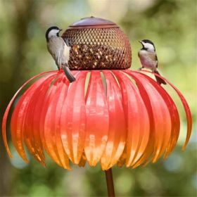 Pink Coneflower Bird Feeder Outdoor Decoration Garden Flower Picaflor Wild Bird Feeder Feeding Outside Rust Resistant Art Metal (Color: Orange, Ships From: China) Pink Coneflower Bird Feeder Outdoor Decoration Garden Flower Picaflor Wild Bird Feeder Feeding Outside Rust Resistant Art Metal (Color: Orange, Ships From: China)